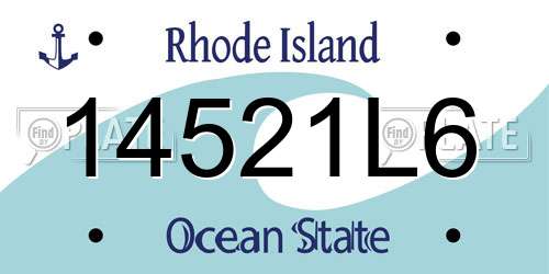 14521L6 Rhode Island License Plate