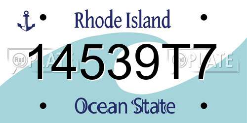 14539T7 Rhode Island License Plate