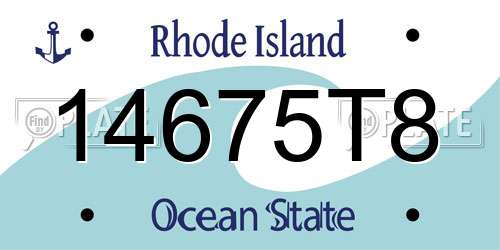 14675T8 Rhode Island License Plate