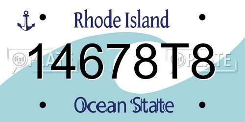 14678T8 Rhode Island License Plate