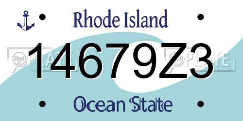14679Z3 Rhode Island License Plate