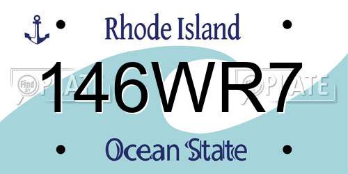 146WR7 Rhode Island License Plate