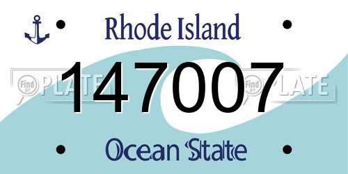 147007 Rhode Island License Plate