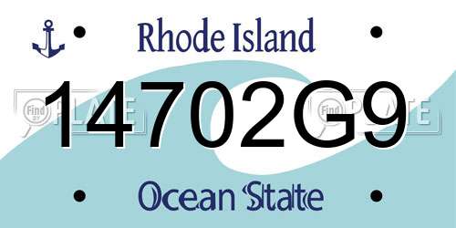 14702G9 Rhode Island License Plate