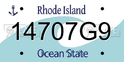 14707G9 Rhode Island License Plate