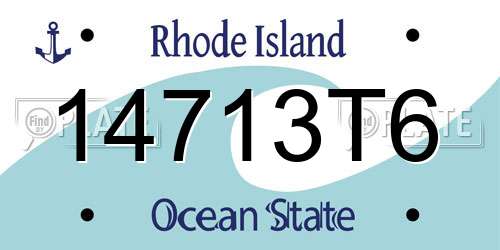 14713T6 Rhode Island License Plate