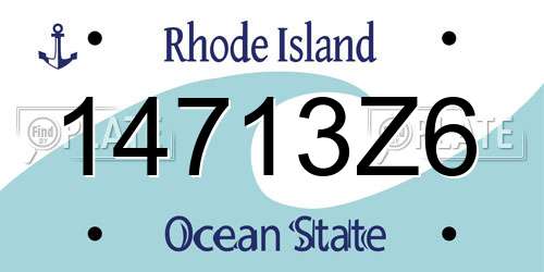 14713Z6 Rhode Island License Plate