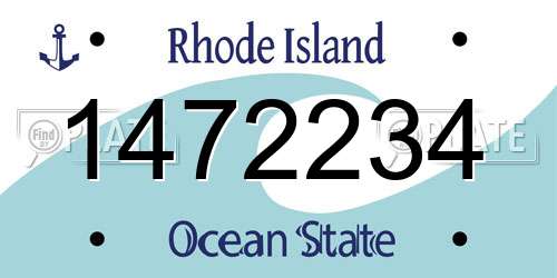 1472234 Rhode Island License Plate