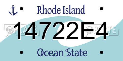 14722E4 Rhode Island License Plate