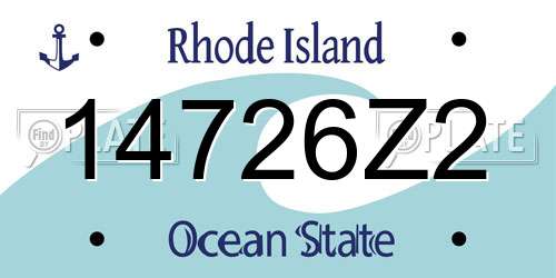 14726Z2 Rhode Island License Plate