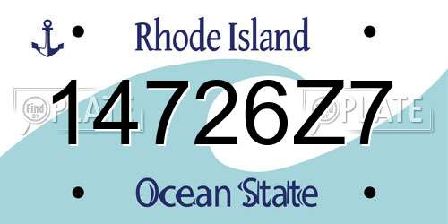 14726Z7 Rhode Island License Plate