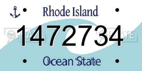 1472734 Rhode Island License Plate