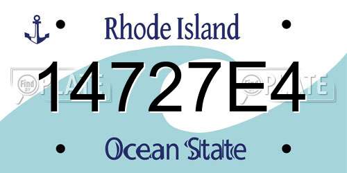 14727E4 Rhode Island License Plate