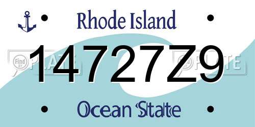 14727Z9 Rhode Island License Plate