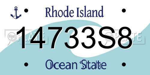 14733S8 Rhode Island License Plate