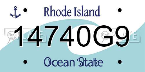 14740G9 Rhode Island License Plate