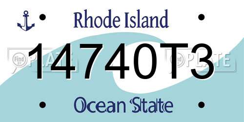 14740T3 Rhode Island License Plate