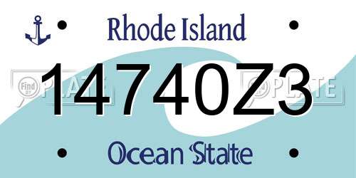 14740Z3 Rhode Island License Plate