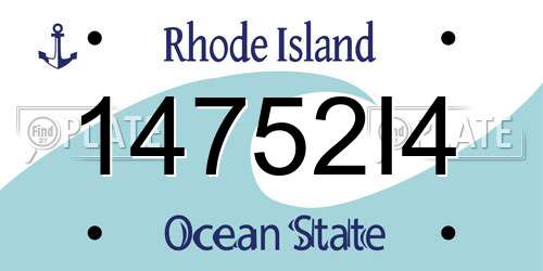 14752I4 Rhode Island License Plate