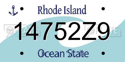 14752Z9 Rhode Island License Plate