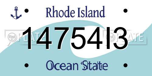14754I3 Rhode Island License Plate