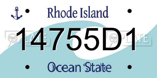14755D1 Rhode Island License Plate