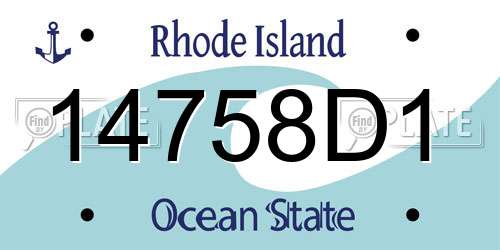 14758D1 Rhode Island License Plate
