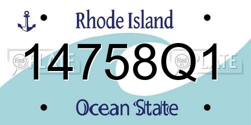 14758Q1 Rhode Island License Plate