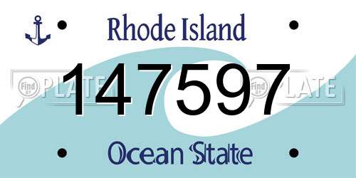 147597 Rhode Island License Plate