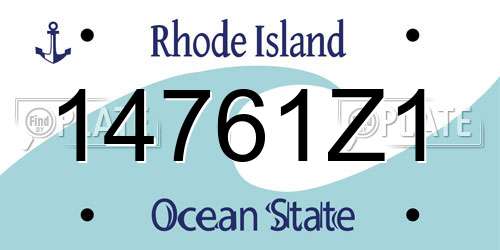 14761Z1 Rhode Island License Plate
