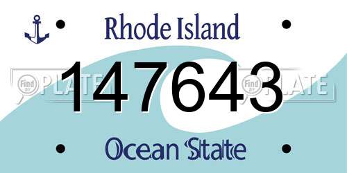 147643 Rhode Island License Plate