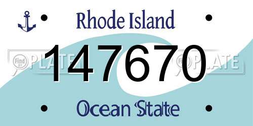 147670 Rhode Island License Plate