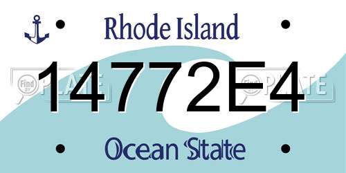 14772E4 Rhode Island License Plate