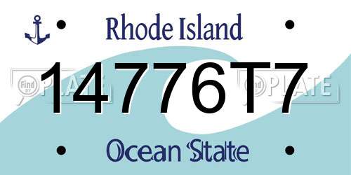 14776T7 Rhode Island License Plate