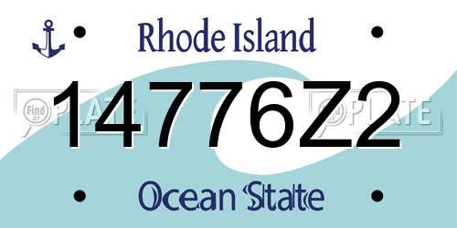 14776Z2 Rhode Island License Plate