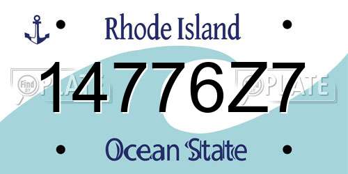 14776Z7 Rhode Island License Plate