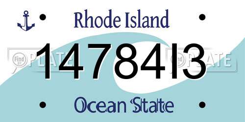 14784I3 Rhode Island License Plate