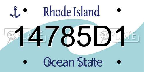 14785D1 Rhode Island License Plate