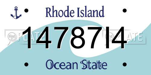 14787I4 Rhode Island License Plate