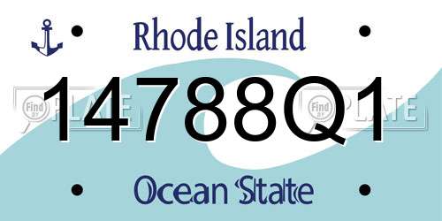 14788Q1 Rhode Island License Plate
