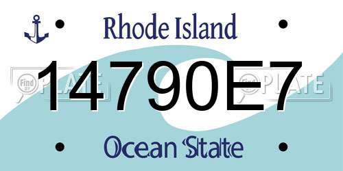 14790E7 Rhode Island License Plate