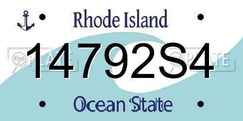 14792S4 Rhode Island License Plate