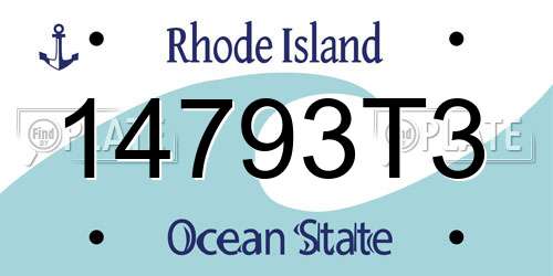 14793T3 Rhode Island License Plate