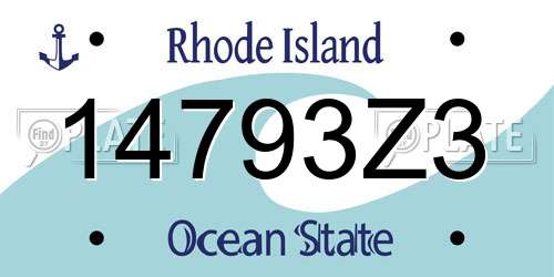 14793Z3 Rhode Island License Plate