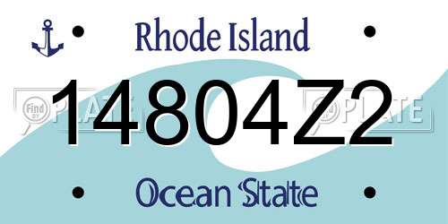 14804Z2 Rhode Island License Plate