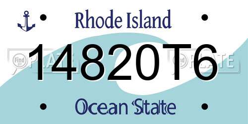 14820T6 Rhode Island License Plate