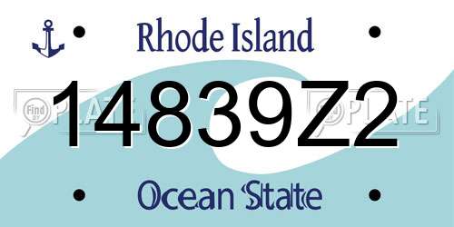 14839Z2 Rhode Island License Plate