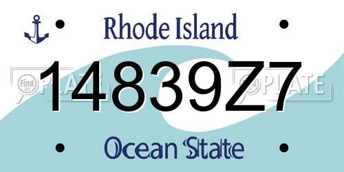 14839Z7 Rhode Island License Plate