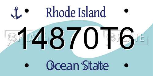 14870T6 Rhode Island License Plate