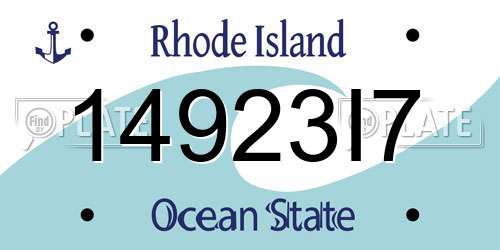 14923I7 Rhode Island License Plate